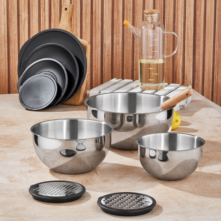 MixMaster 9 Parça Rendeli Karıştırma ve Saklama Kabı (16-20-24 cm)