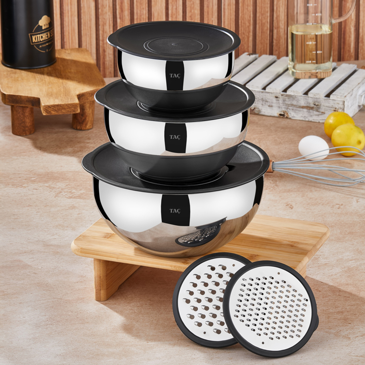 MixMaster 9 Parça Rendeli Karıştırma ve Saklama Kabı (16-20-24 cm)