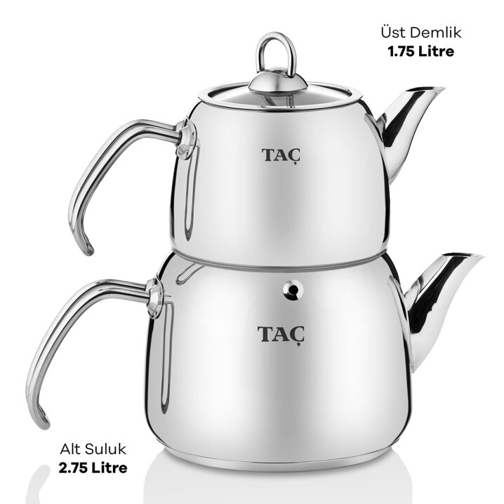 Taç Panda Maxi Boy 4 Parça Paslanmaz Çelik Çaydanlık Takımı 1.75-2.75lt