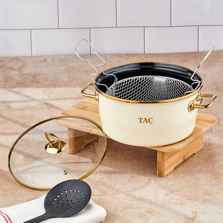 Taç Kızartma Tenceresi Emaye 22 Cm 4 Litre