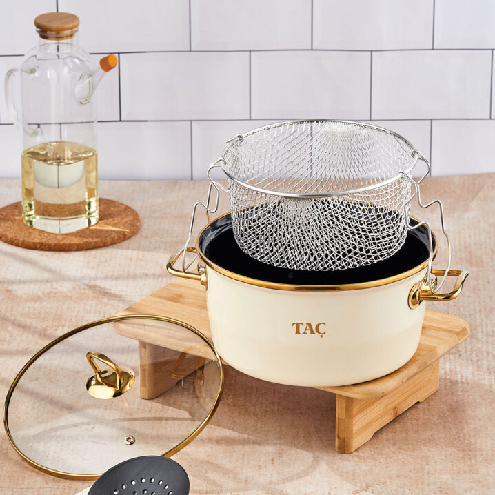 Taç Kızartma Tenceresi Emaye 22 Cm 4 Litre