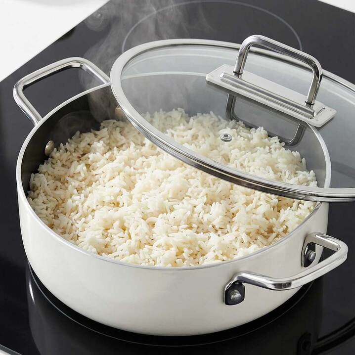 Taç Sera Feel Seramik Yanmaz Yapışmaz Basık Tencere 28 cm / Beyaz