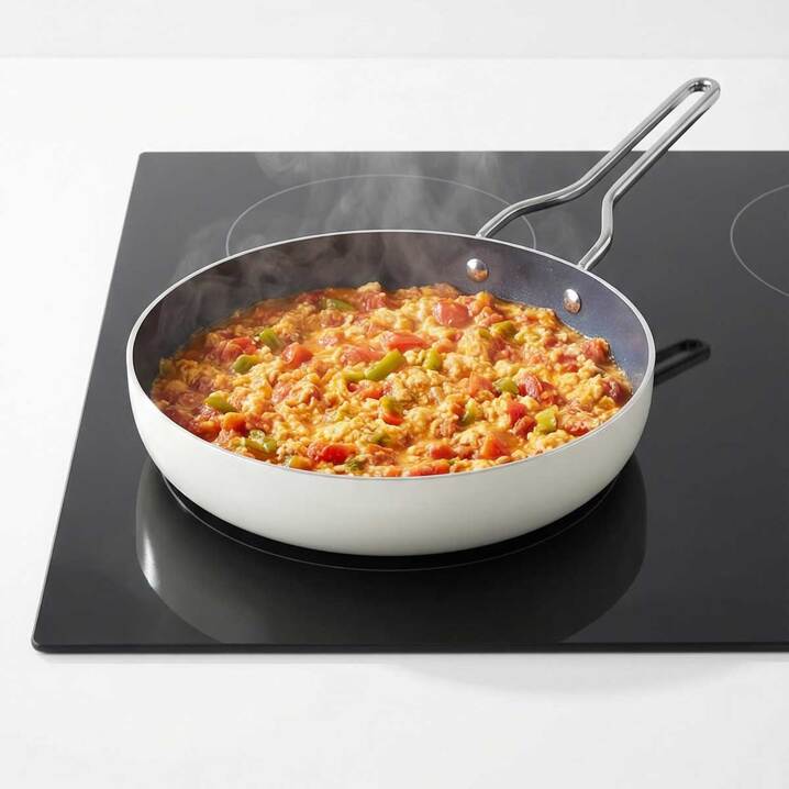 Taç Sera Feel Yanmaz Yapışmaz Seramik Tava 26 Cm / Beyaz