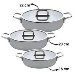 Taç Sera Feel 6 Parça Seramik Sahan Seti 18-20-22 Cm / Gri