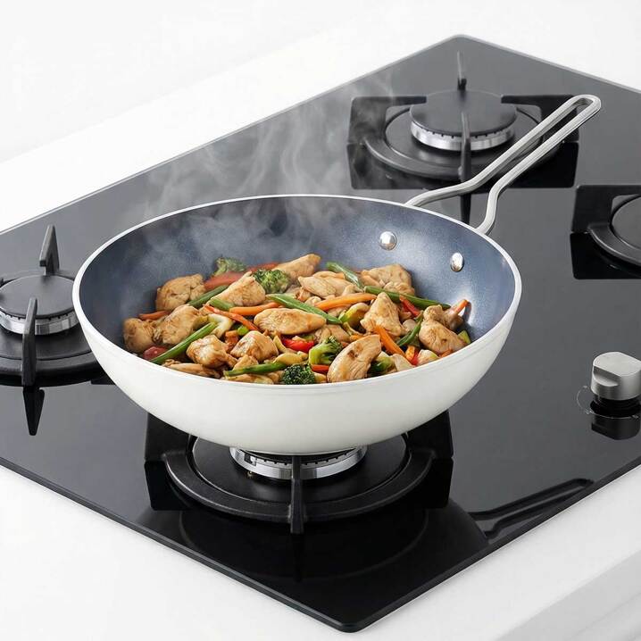 Taç Sera Feel Seramik Yanmaz Yapışmaz Wok Tava 28 cm / Beyaz