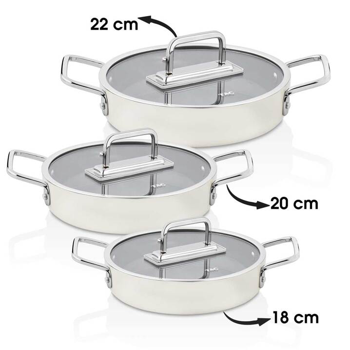 Taç Sera Feel 6 Parça Seramik Sahan Seti 18-20-22 Cm / Beyaz