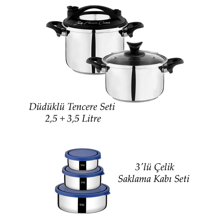 Taç Baby 10 parça Düdüklü Tencere Saklama Kabı Seti