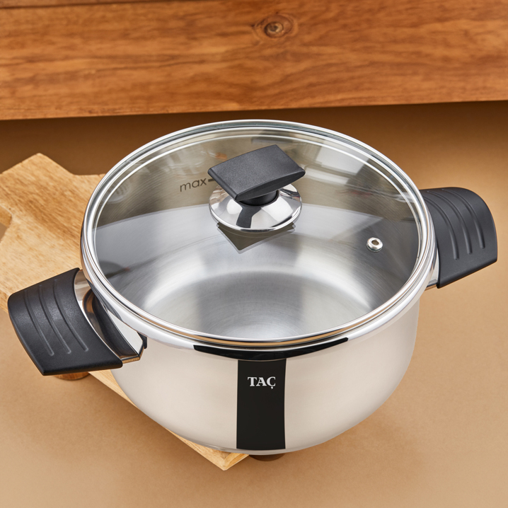 Taç VitaMaster 2'li 4+6 Litre Indüksiyon Tabanlı Düdüklü Tencere Seti Gri