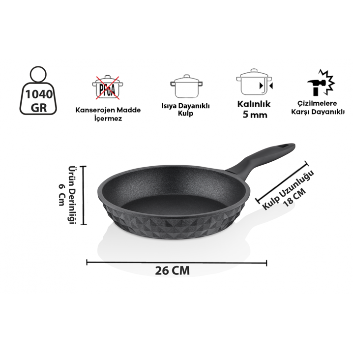 Taç Carabella İndüksiyon Tabanlı Döküm Kapak 7 Parça Tencere Seti Siyah