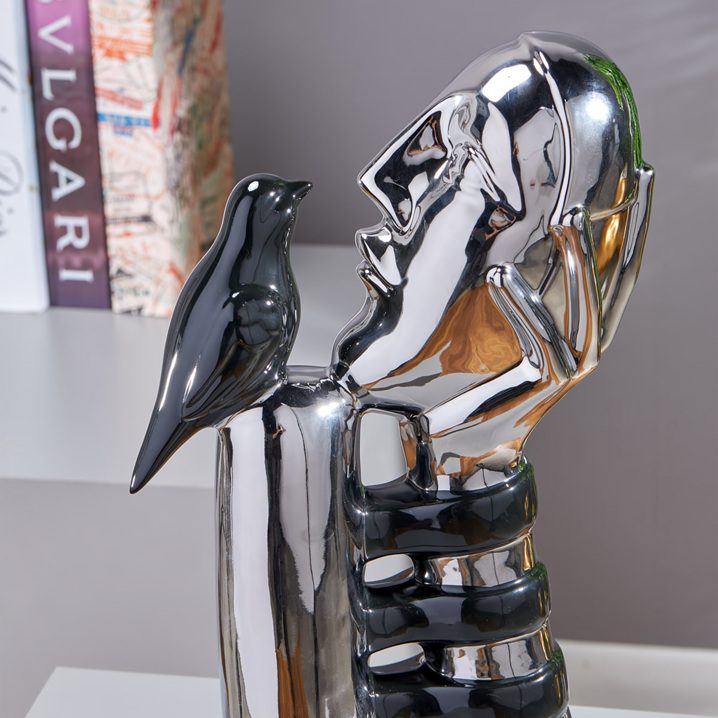 Cornella Gümüş Kuş ve Adam Figürlü Dekoratif Obje
