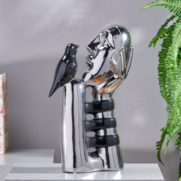Cornella Gümüş Kuş ve Adam Figürlü Dekoratif Obje