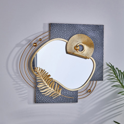 Cornella Gold Oval Kare Form Desenli Duvar Aynası