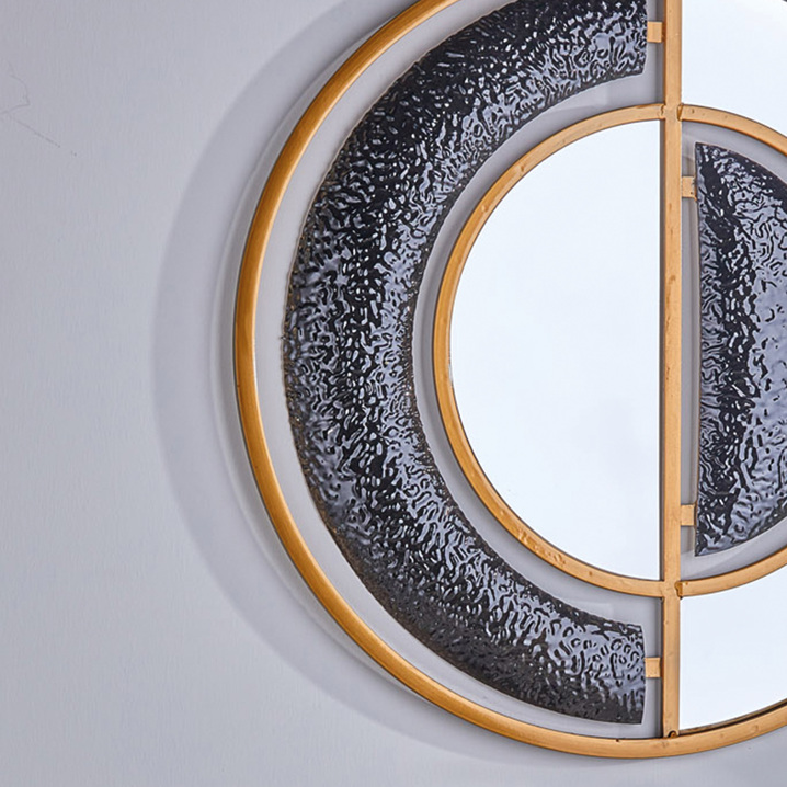 Cornella Gold - Siyah Detaylı Oval Duvar Aynası