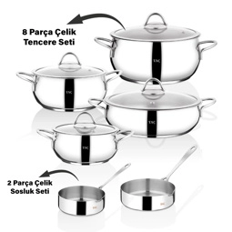 Taç Steel Chef  10 Parça Çelik Tencere ve Tava Seti