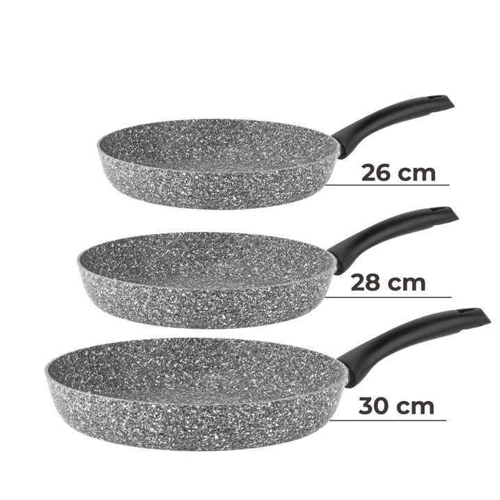 Taç Ultra Granit 3'lü Tava Seti 26 Cm / 28 Cm / 30 Cm